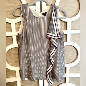ANN TAYLOR Factory Sleeveless “Black, White and Soft Pink” Detail Blouse SZ-Med